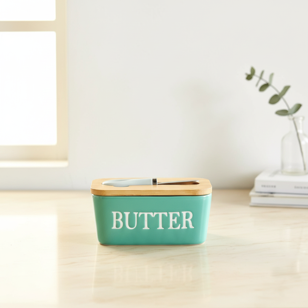 Ceramic Butter Box with Spreader Knife