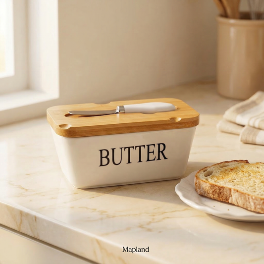 Ceramic Butter Box with Spreader Knife — handmade artisan home decor | Mapland
