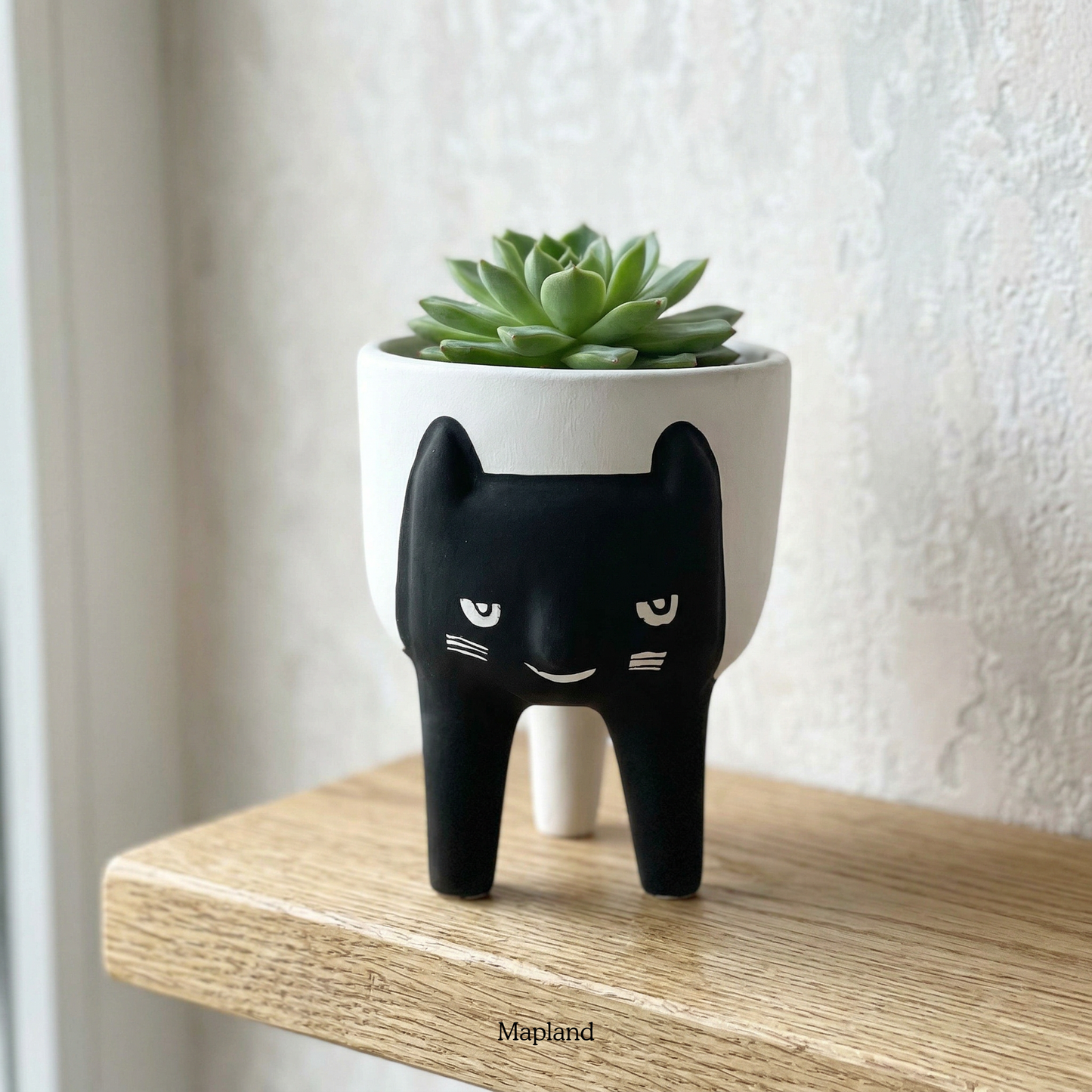 Cat Face Planter handmade ceramic planter, Indian artisan craft | Mapland
