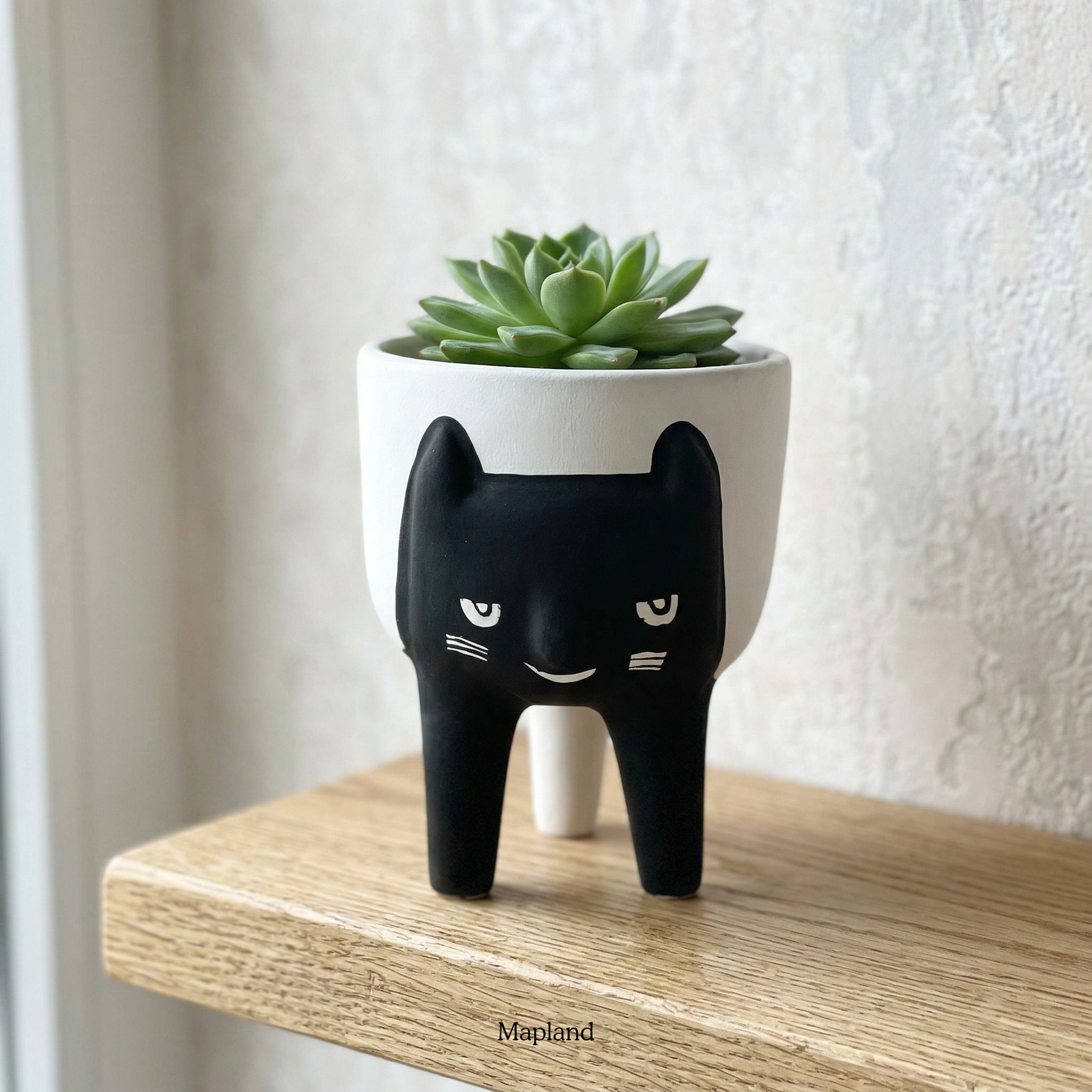 Cat Face Planter handmade ceramic planter, Indian artisan craft | Mapland