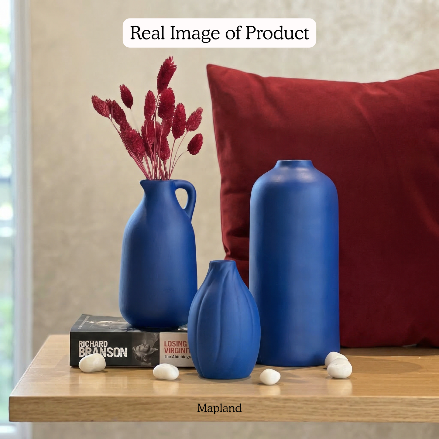 Cerablu Ceramic Vase Set handmade ceramic vase — front view, Indian artisan craft | Mapland