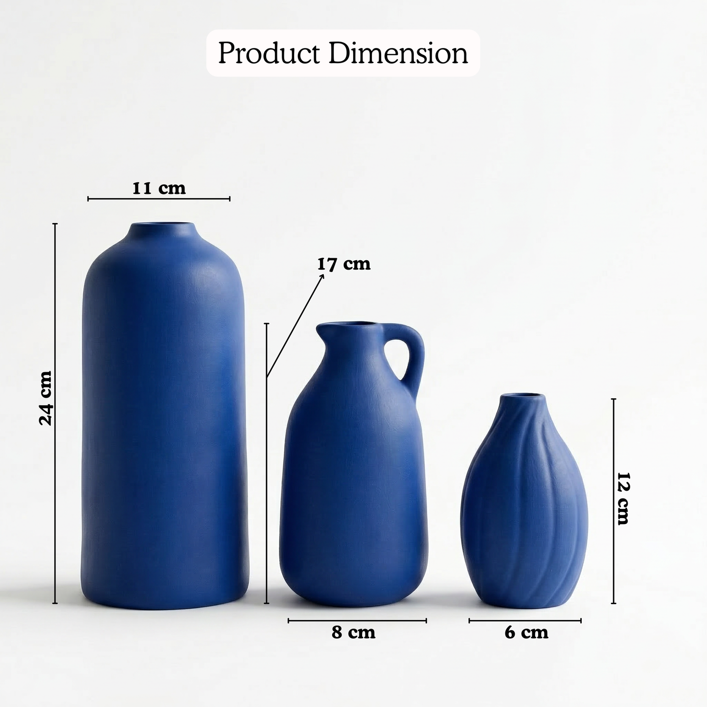 Cerablu Ceramic Vase Set handmade ceramic vase — detail view, Indian artisan craft | Mapland