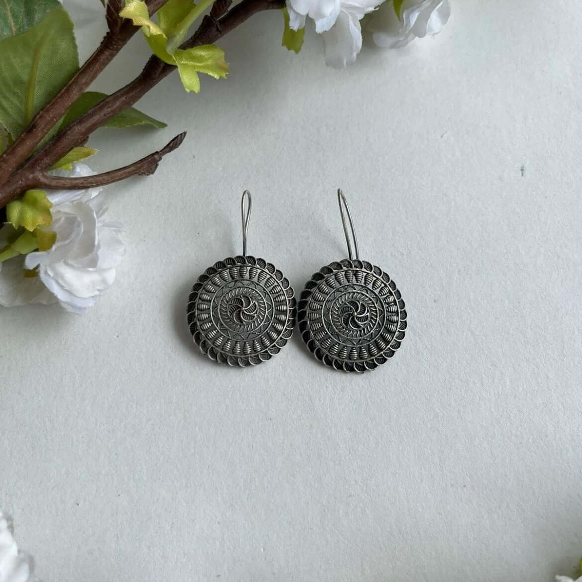 Chitra Oxidized Earrings for Women – Ethnic Silver Imitation Jewelry
