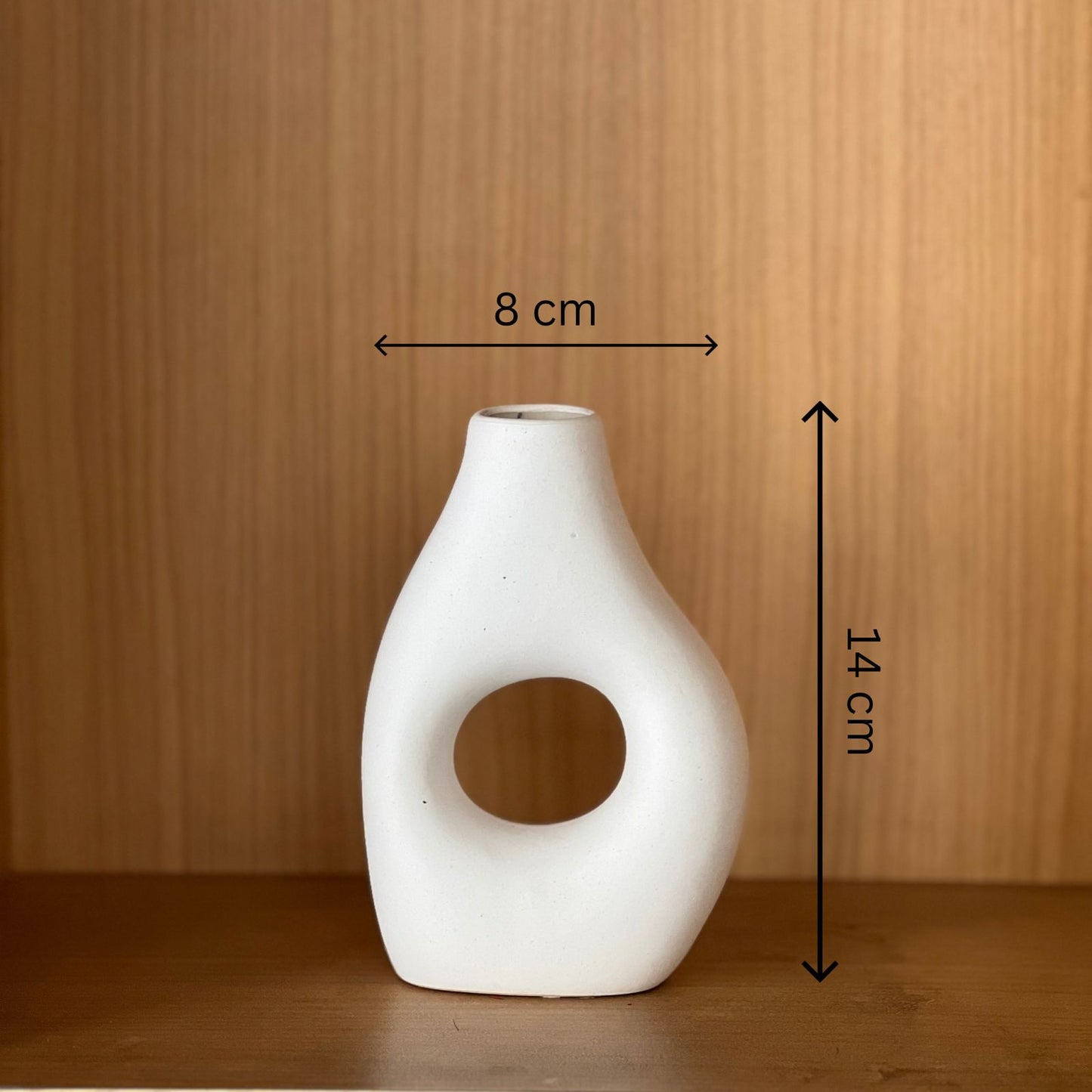 Off-white matte ceramic Clique Vase with dimensions