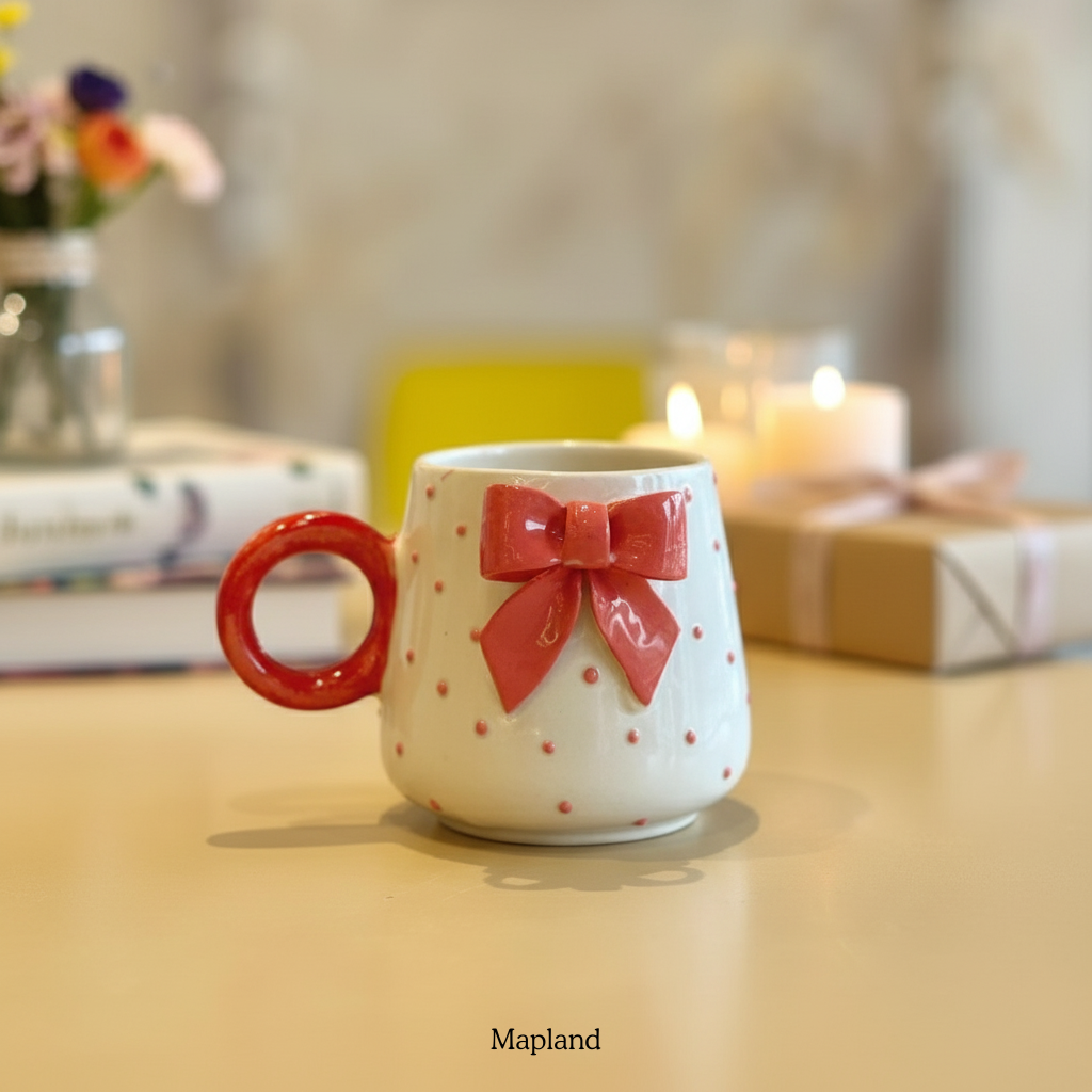 Cute Pink Bow Ceramic Mug - Mapland