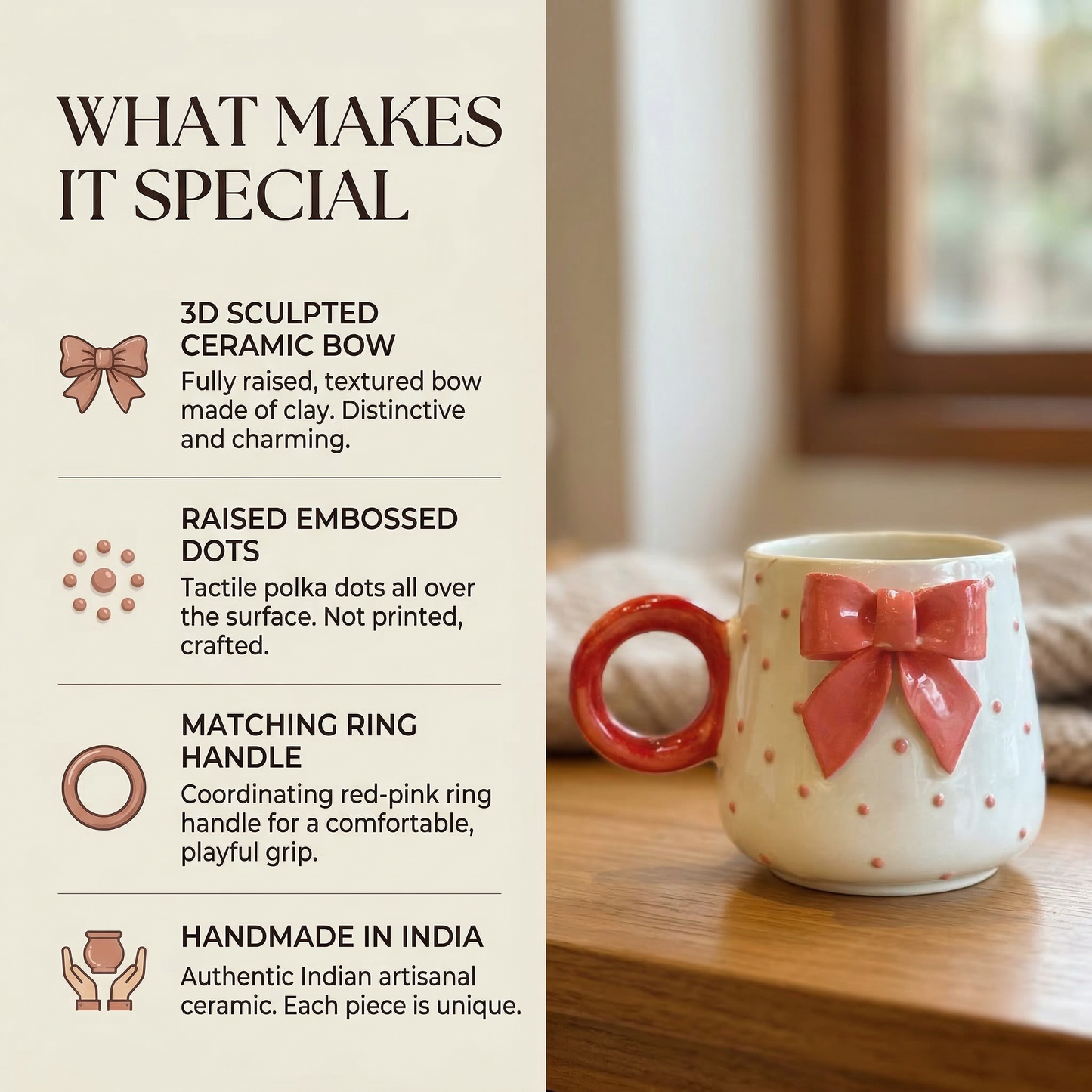 Cute Pink Bow Ceramic Mug - Mapland