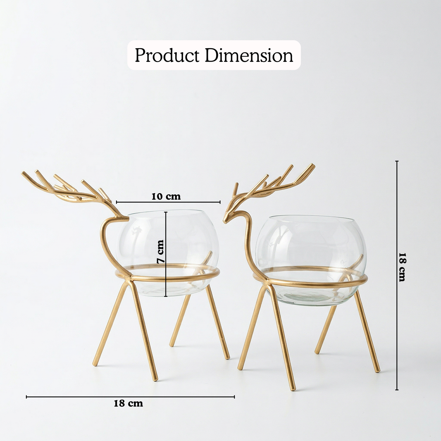 Deer Set with Glass Pots — detail view — handmade artisan home decor | Mapland