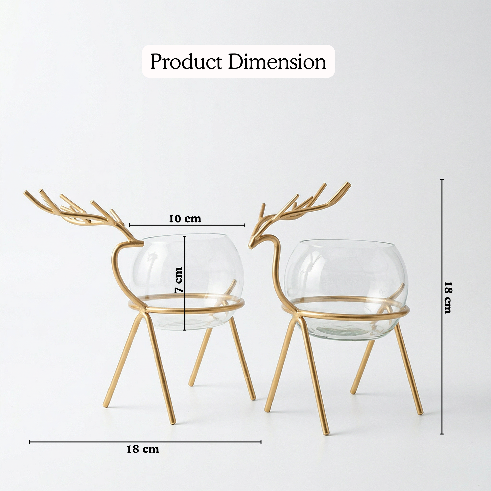 Deer Set with Glass Pots — detail view — handmade artisan home decor | Mapland