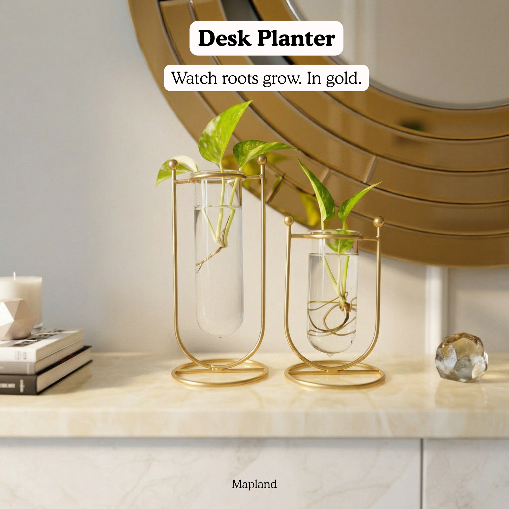 Desk Planter ceramic planter side view, handcrafted by Indian artisans | Mapland