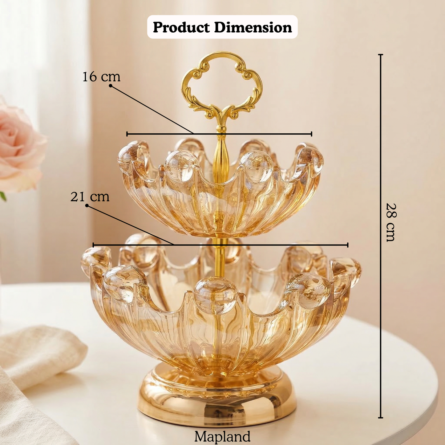 Regalia 2-Tier Crystal Fruit & Dessert Stand — lifestyle view — handmade artisan home decor | Mapland