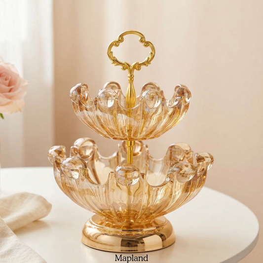 Regalia 2-Tier Crystal Fruit & Dessert Stand — handmade artisan home decor | Mapland