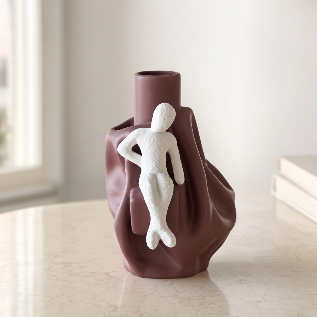 Draped Vase with Figurine Accent
