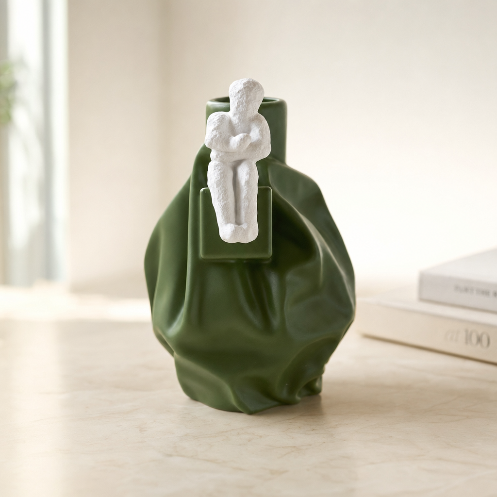 Draped Vase with Figurine Accent