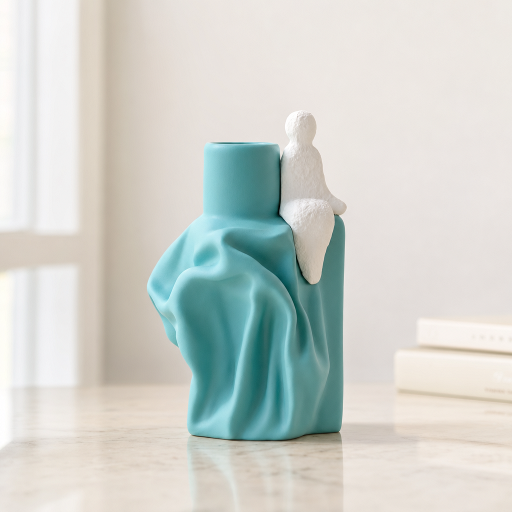 Draped Vase with Figurine Accent