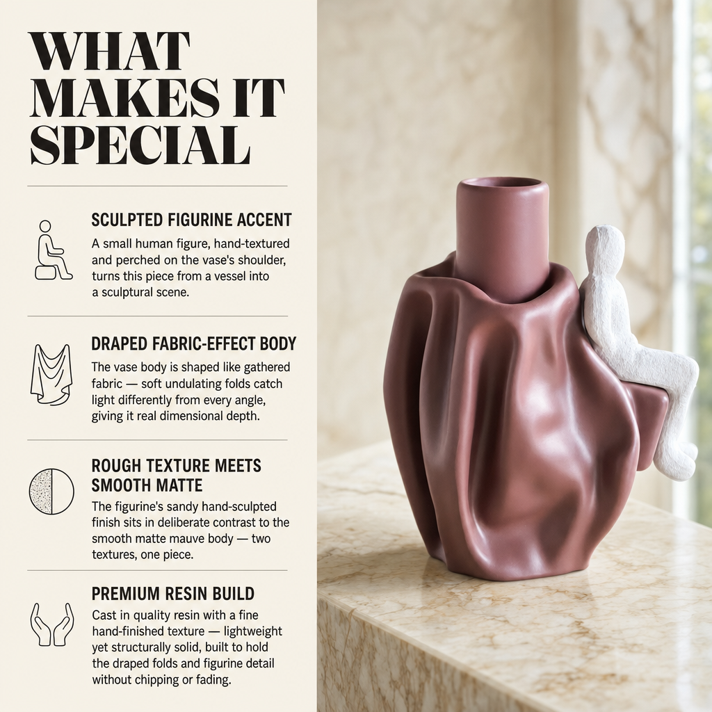 Draped Vase with Figurine Accent