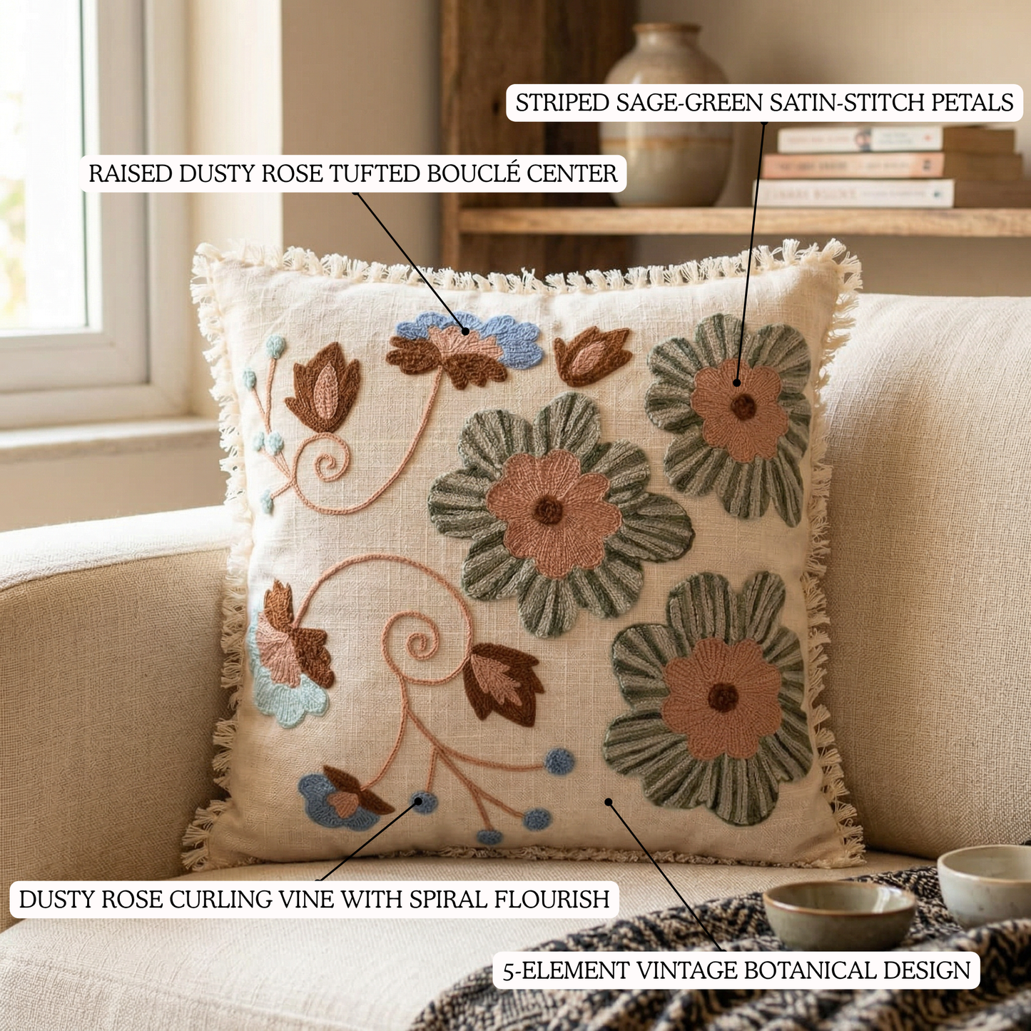 Earth Bloom Cushion Cover 16*16 Inches