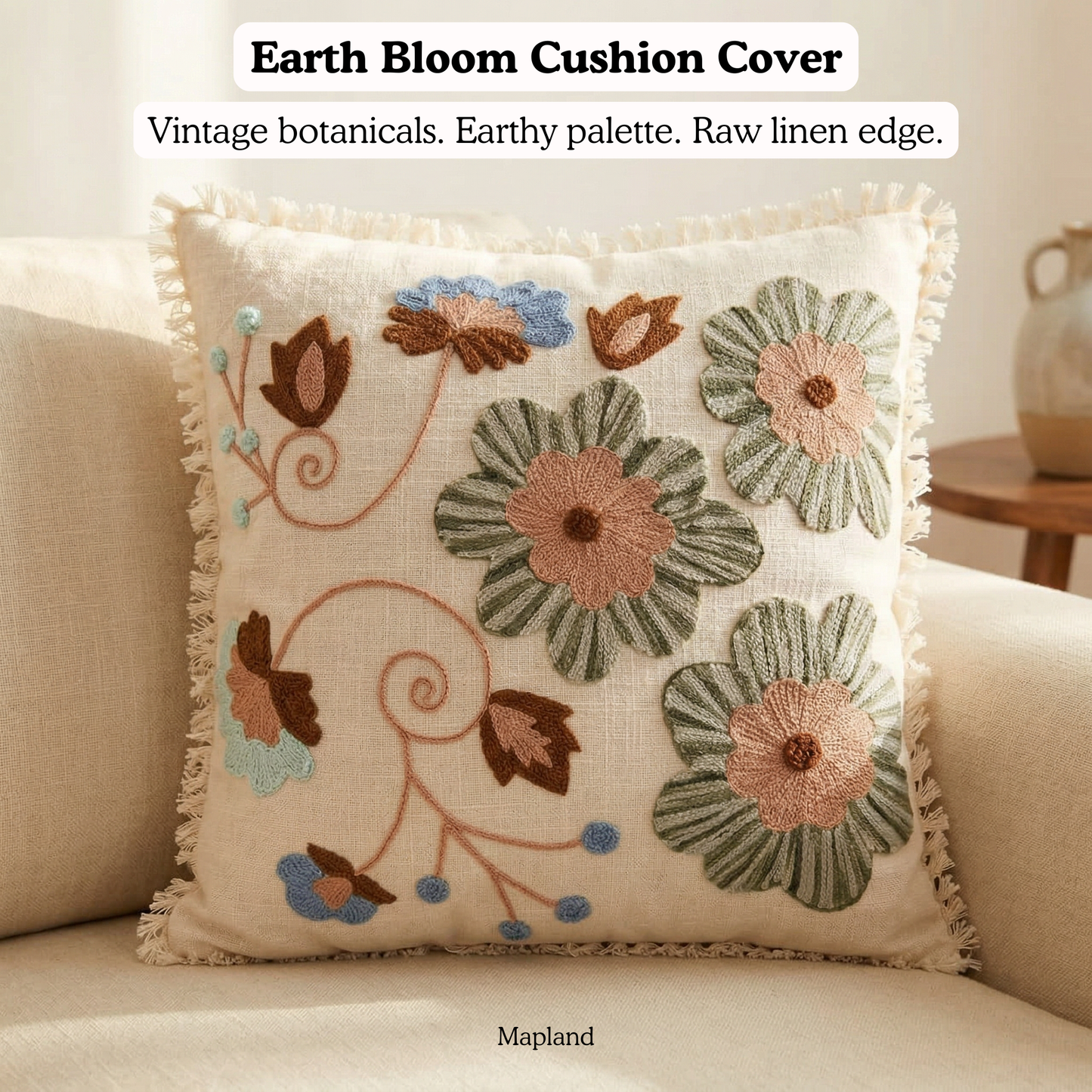 Earth Bloom Cushion Cover 16*16 Inches