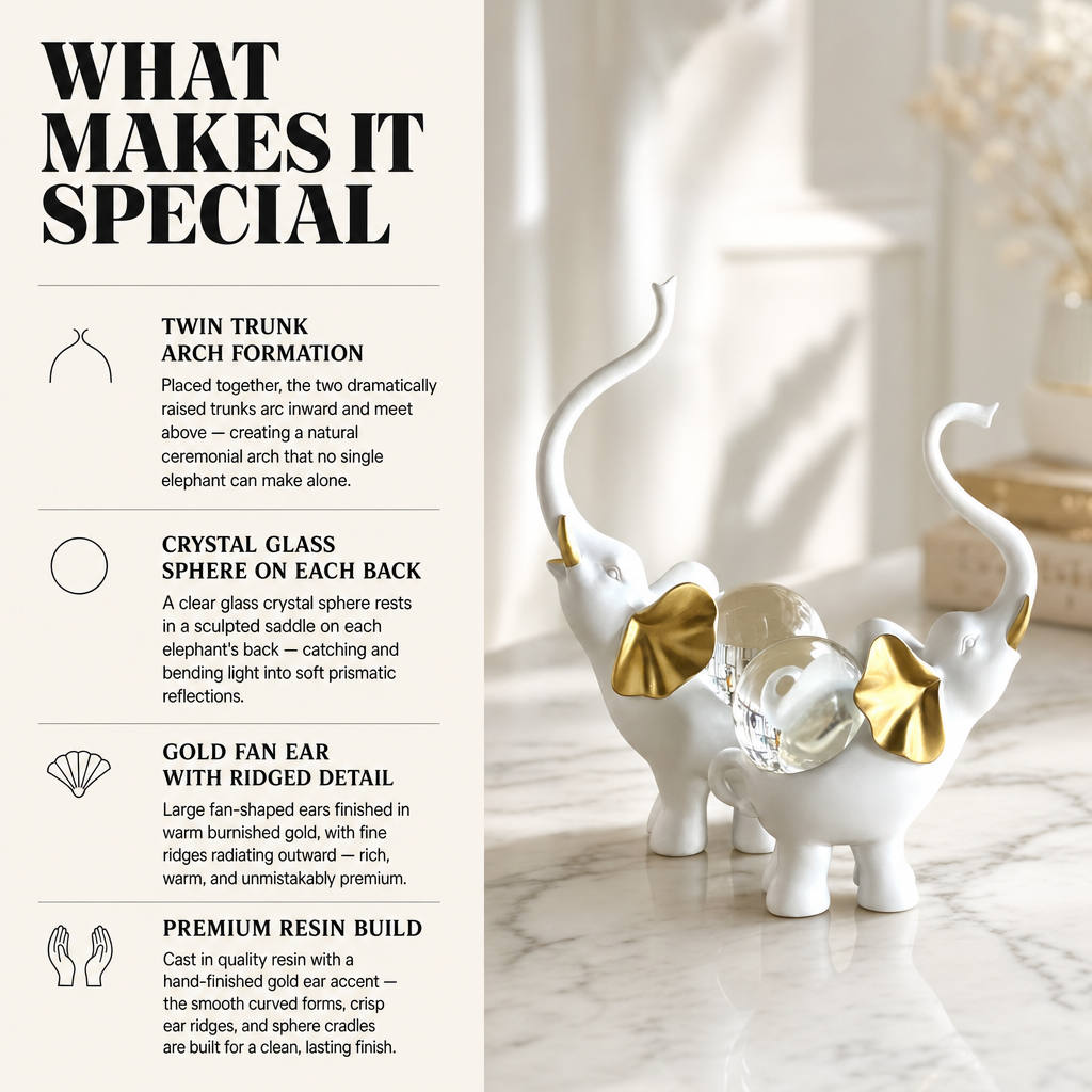 Elephant Pair Figurine Set with Crystal Globe what makes it special | Mapland