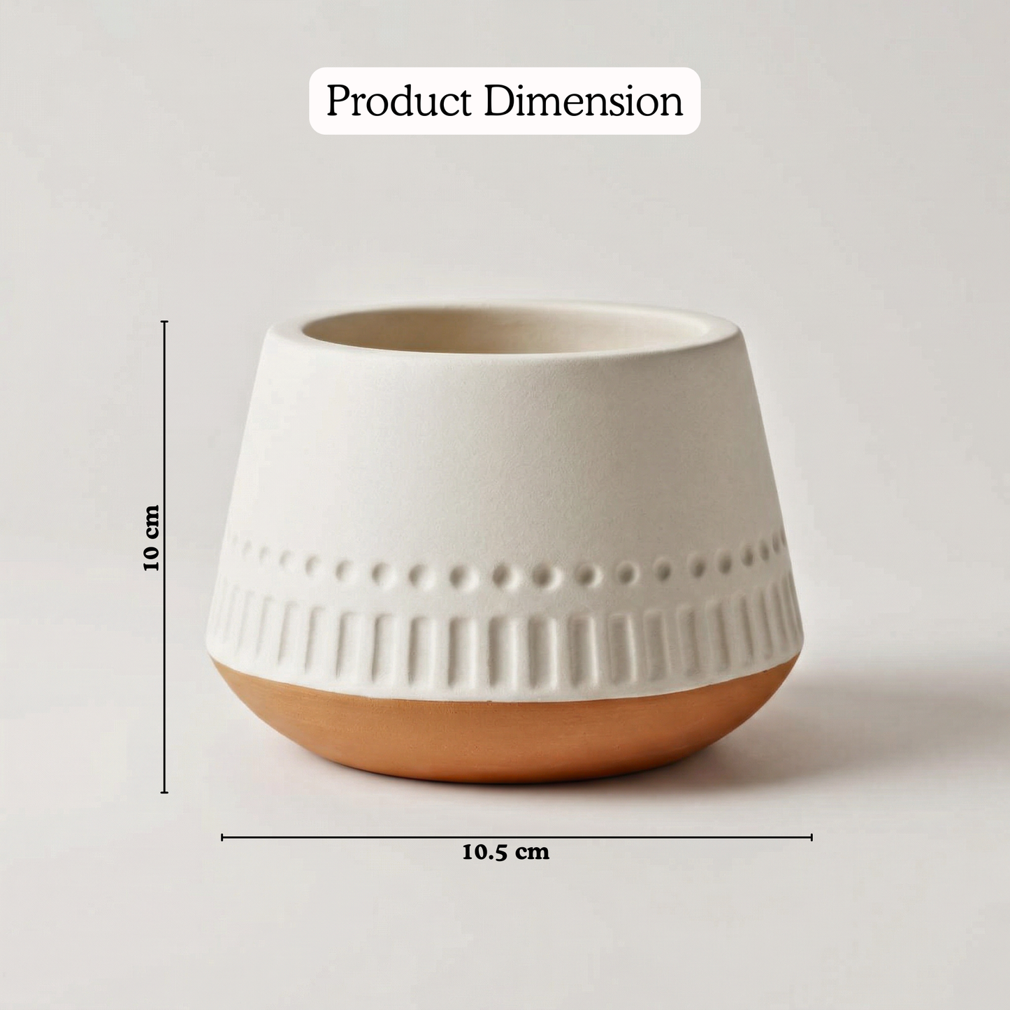 Two-Tone Embossed Terracotta Planter handmade ceramic planter — detail view, Indian artisan craft | Mapland