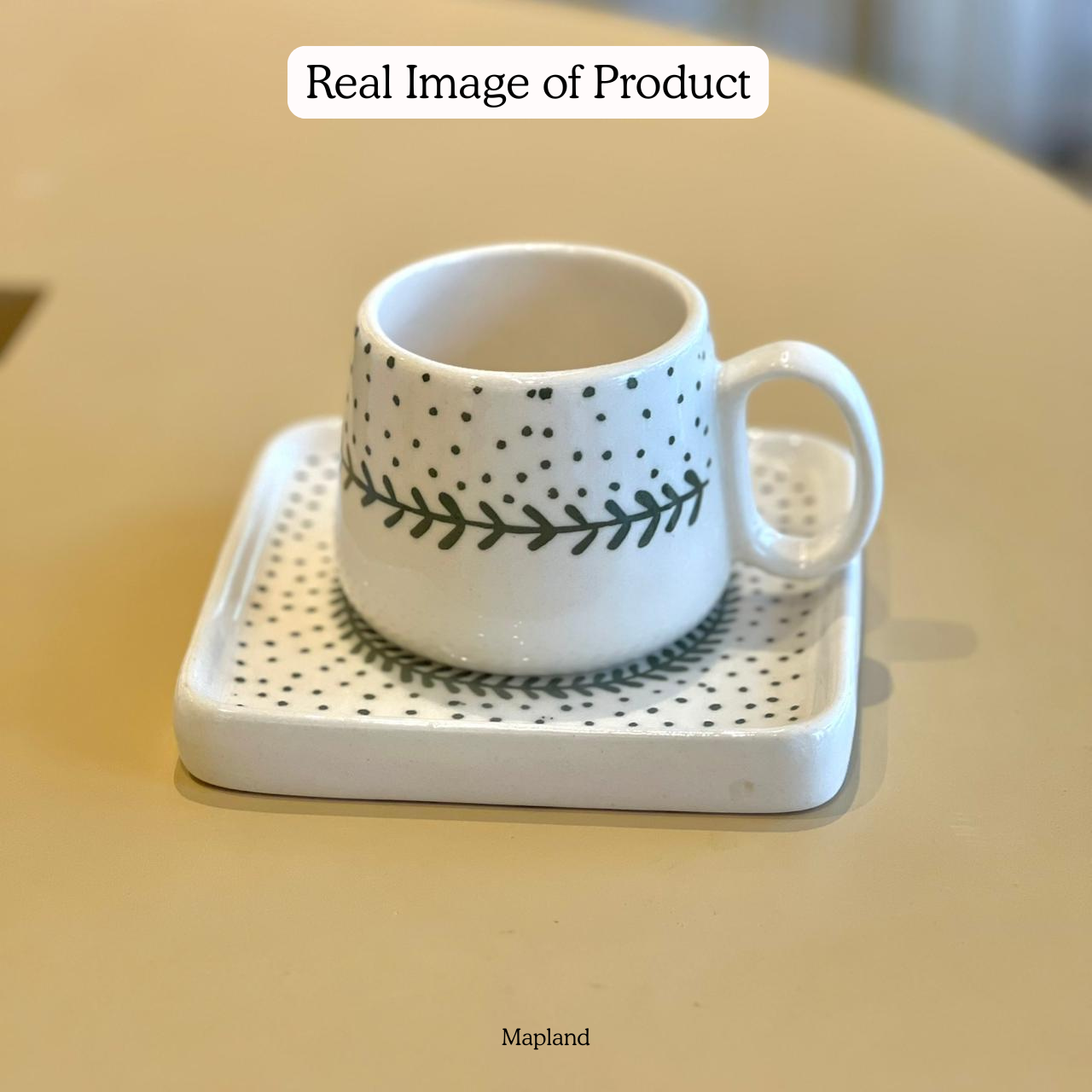 Evergreen Pattern Ceramic Cup & Saucer - Mapland