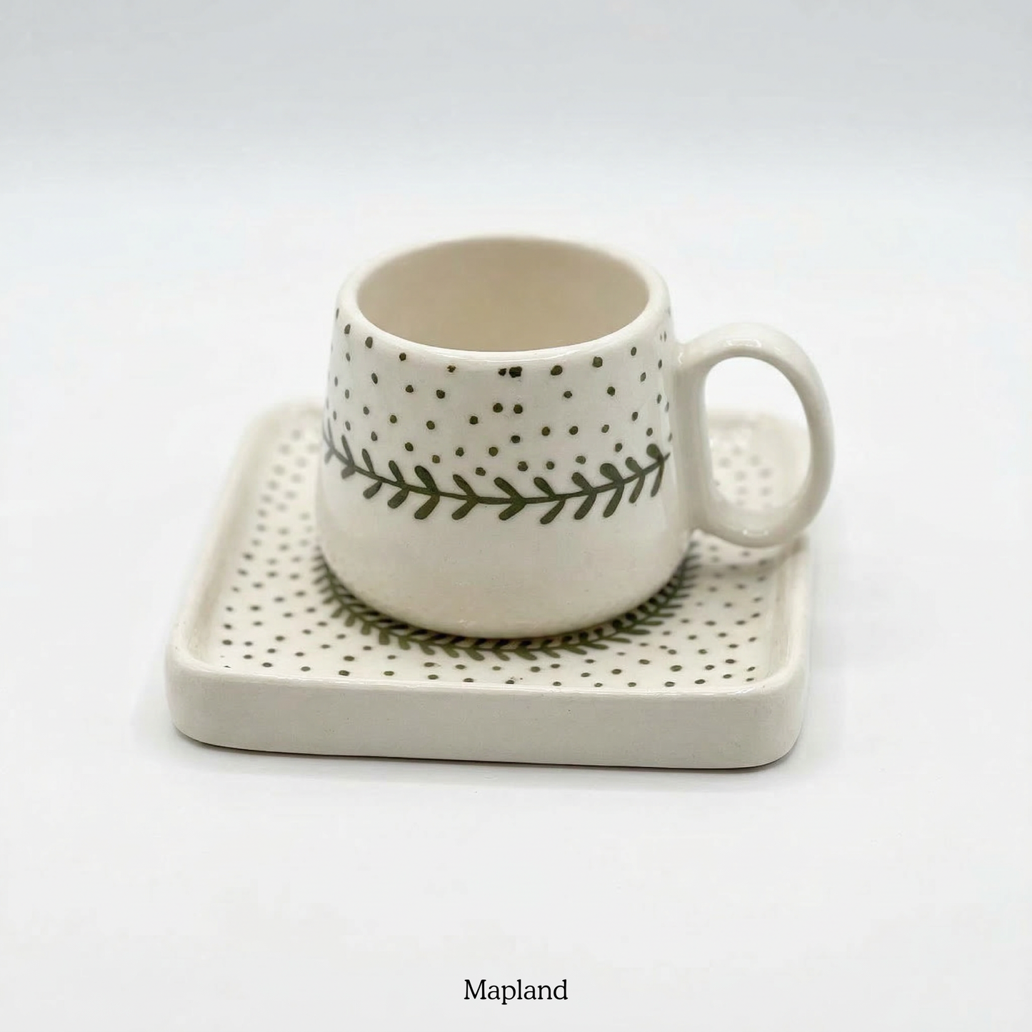 Evergreen Pattern Ceramic Cup & Saucer - Mapland
