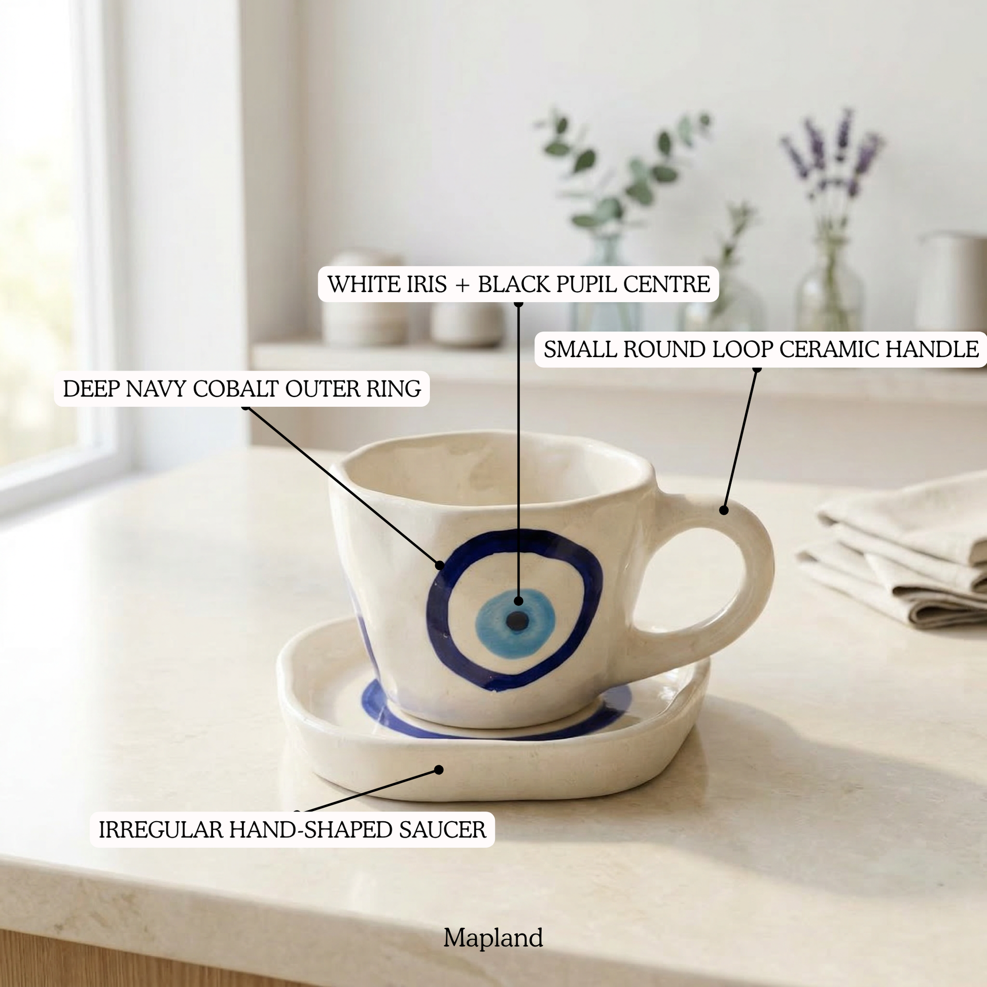 Evil Eye Ceramic Cup & Saucer - Mapland