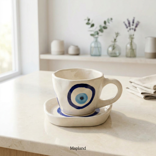 Evil Eye Ceramic Cup & Saucer - Mapland