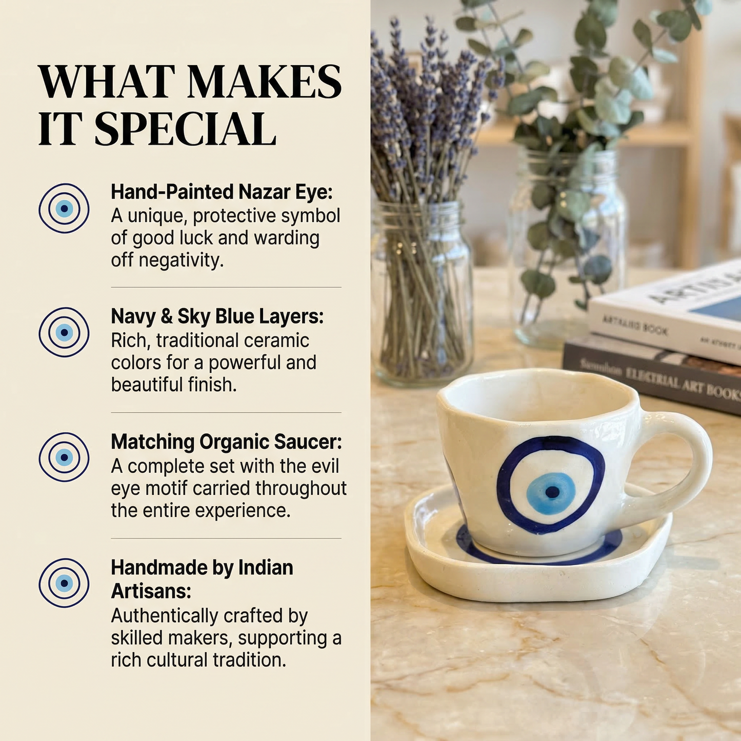 Evil Eye Ceramic Cup & Saucer - Mapland