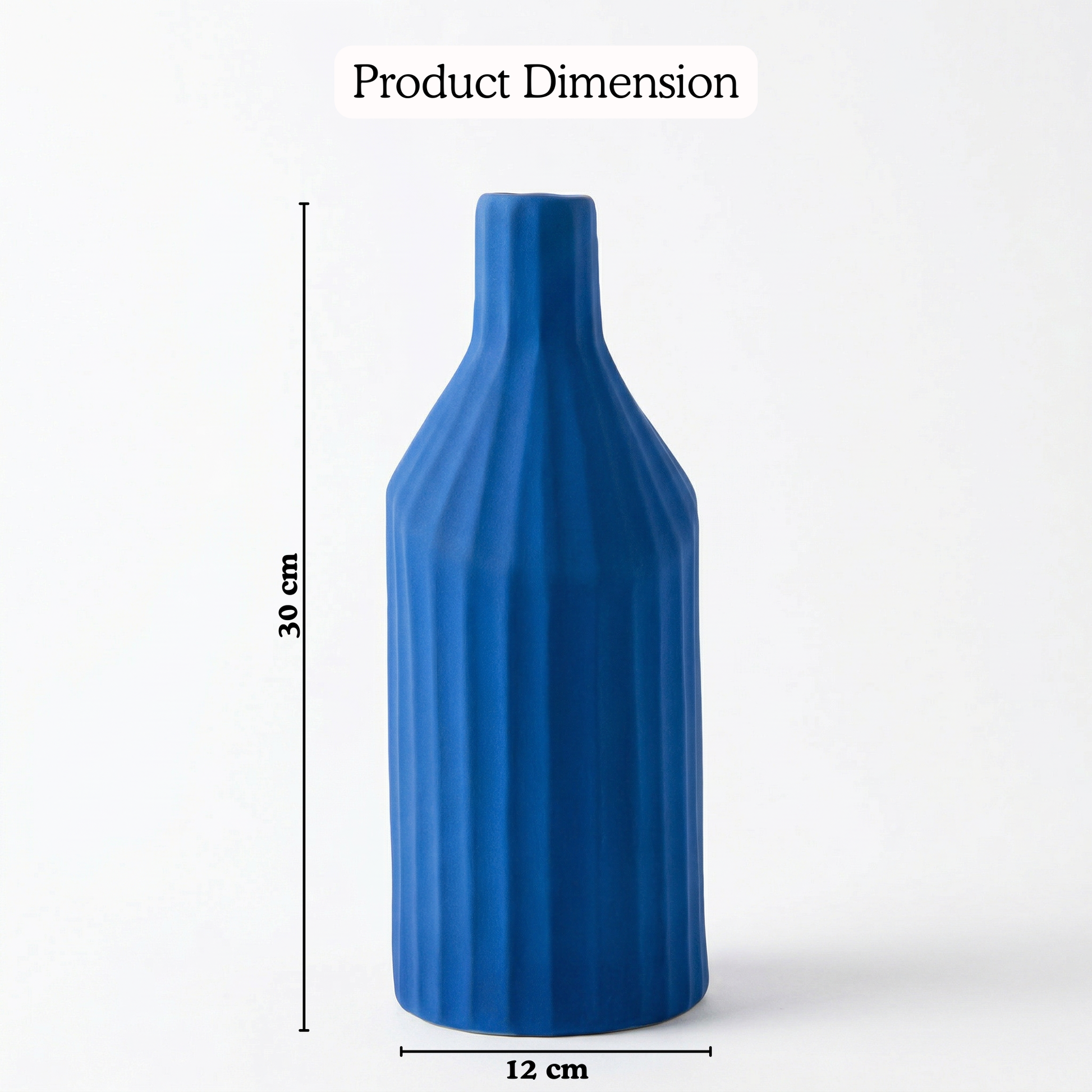 Faceted Bottle Vase Cobalt Blue handmade ceramic vase — detail view, Indian artisan craft | Mapland