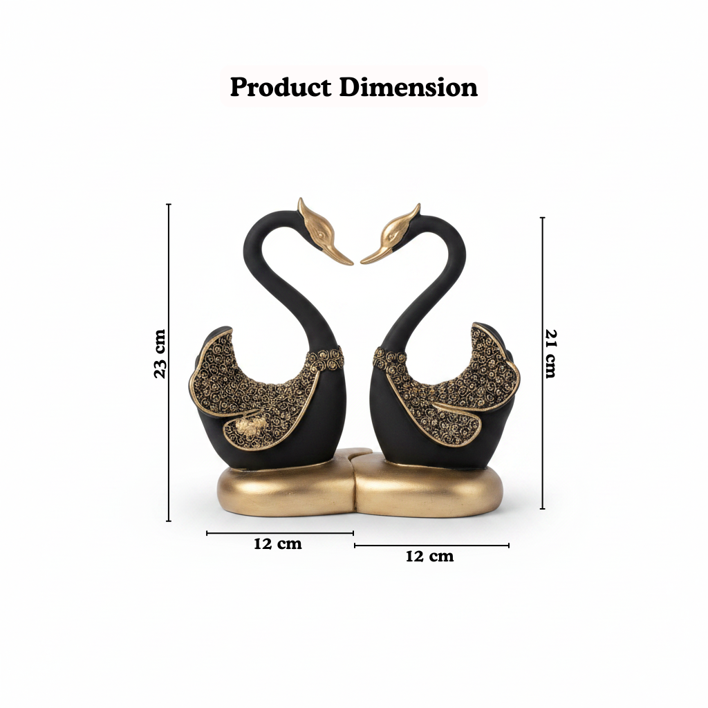 Facing Swans Ceramic Figurine Set of 2