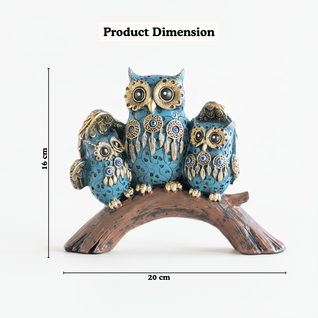 Family Nest Evil Eye Owl Figurine