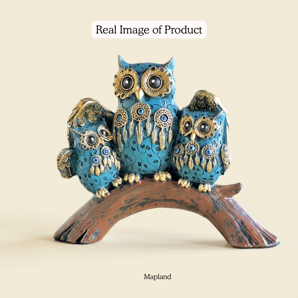 Family Nest Evil Eye Owl Figurine