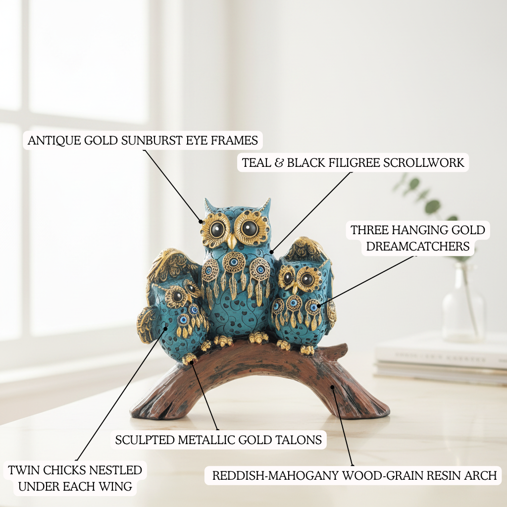 Family Nest Evil Eye Owl Figurine
