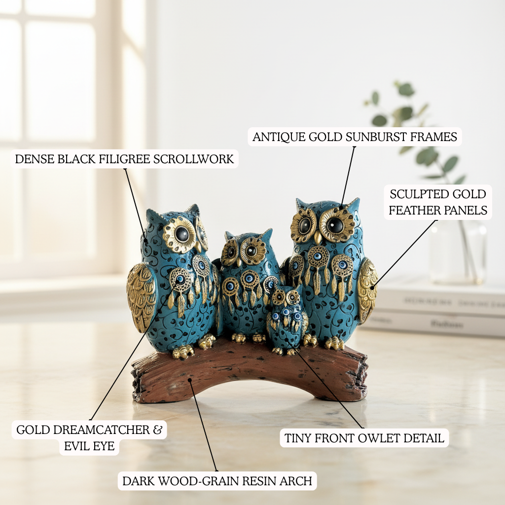Family Nest Evil Eye Owl Figurine
