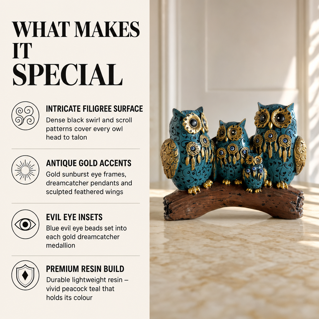 Family Nest Evil Eye Owl Figurine