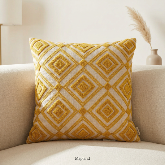 Floral embroidered cushion cover in rich jewel tones — handmade cushion cover | Mapland Design Studio