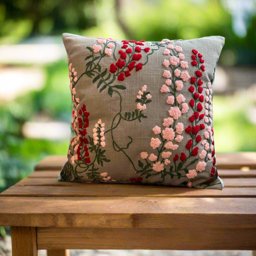 Flower embraided cushion cover