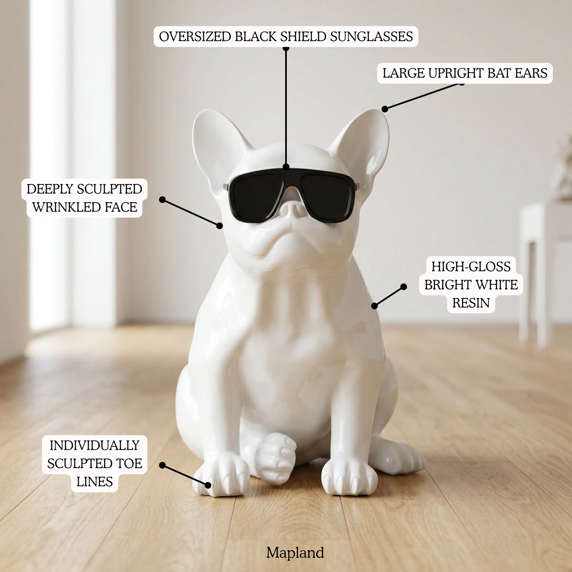 Bulldog with Sunglasses -- decorative figurine, home accent decor | Mapland