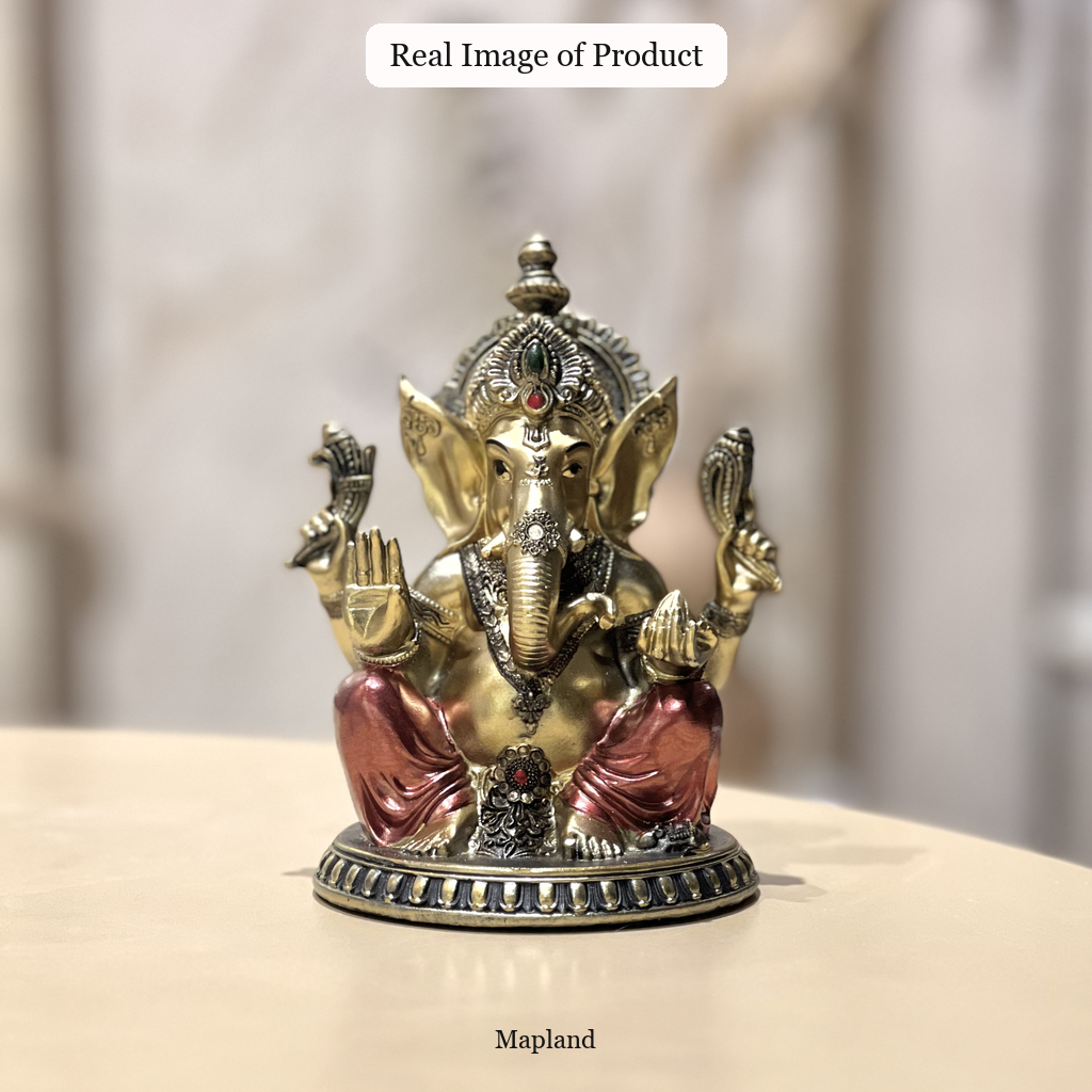Ganesha Round Base sandstone idol real product image | Mapland