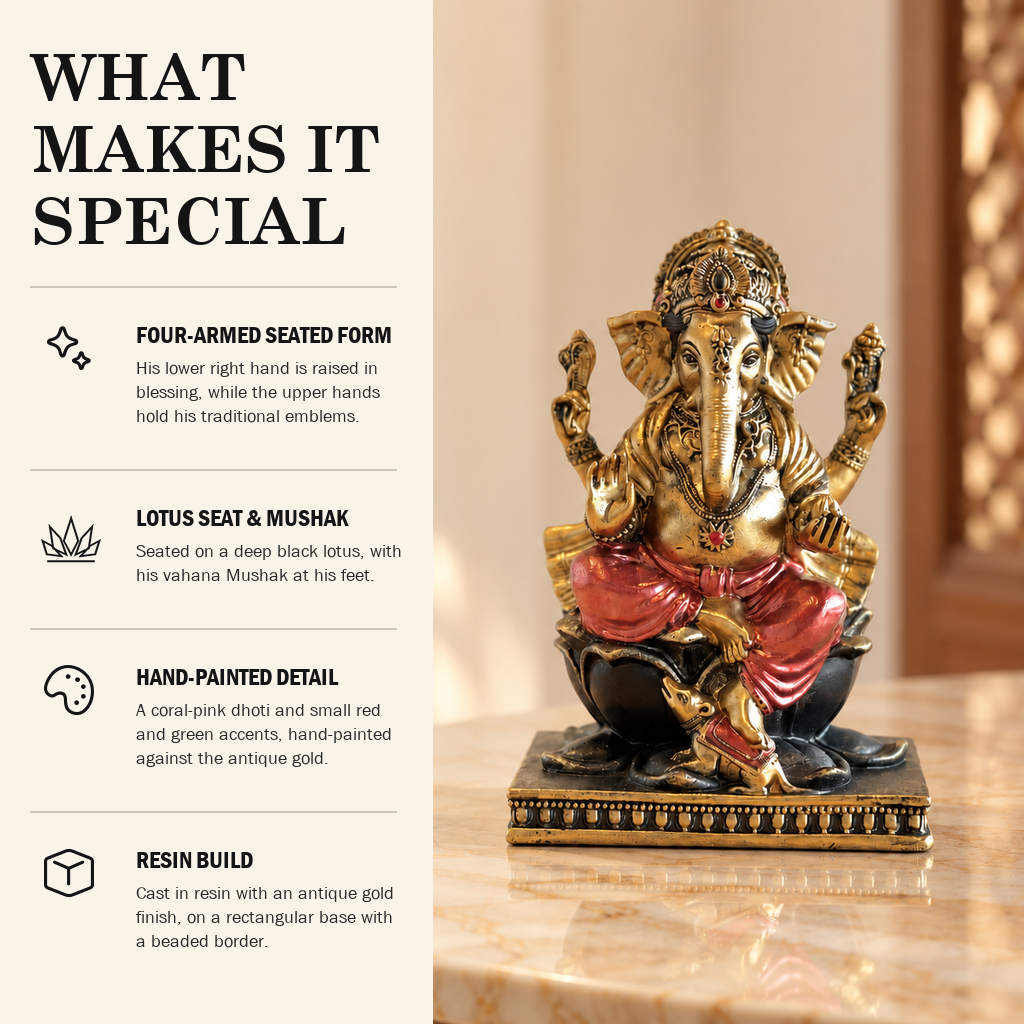 Ganesh on Lotus resin figurine what makes it special | Mapland