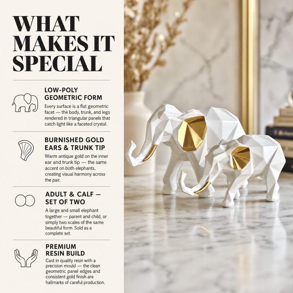 Geometric Elephant Figurine Set of 2 what makes it special | Mapland