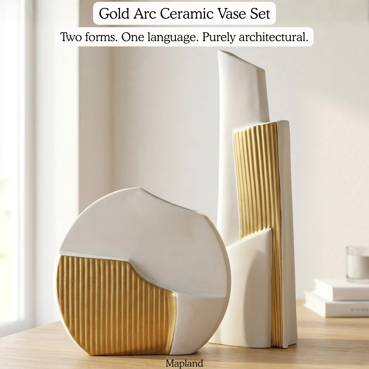Golden Crest Vase Pair -- decorative home accent, resin home decor | Mapland