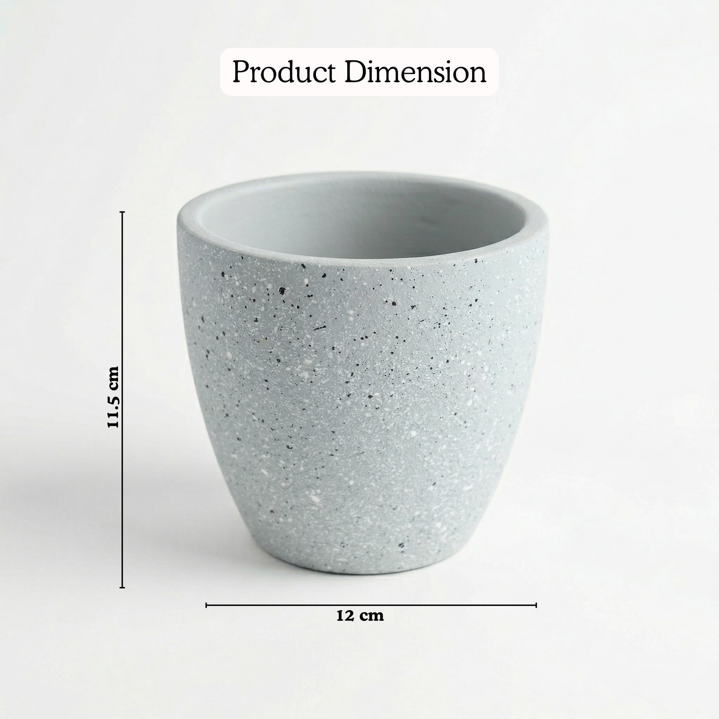 Grey Speckle Terracotta Planter handmade ceramic planter — detail view, Indian artisan craft | Mapland