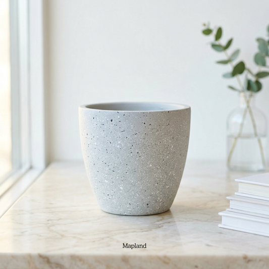 Grey Speckle Terracotta Planter handmade ceramic planter, Indian artisan craft | Mapland