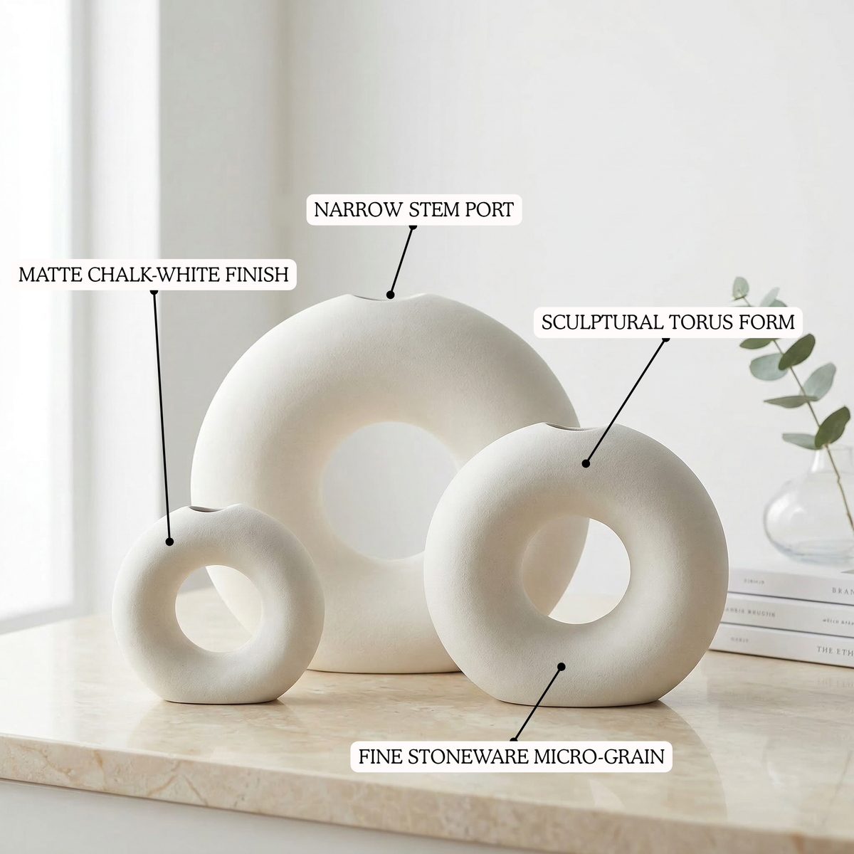 Halo Donut Vases - Set of 3 close-up detail | Mapland