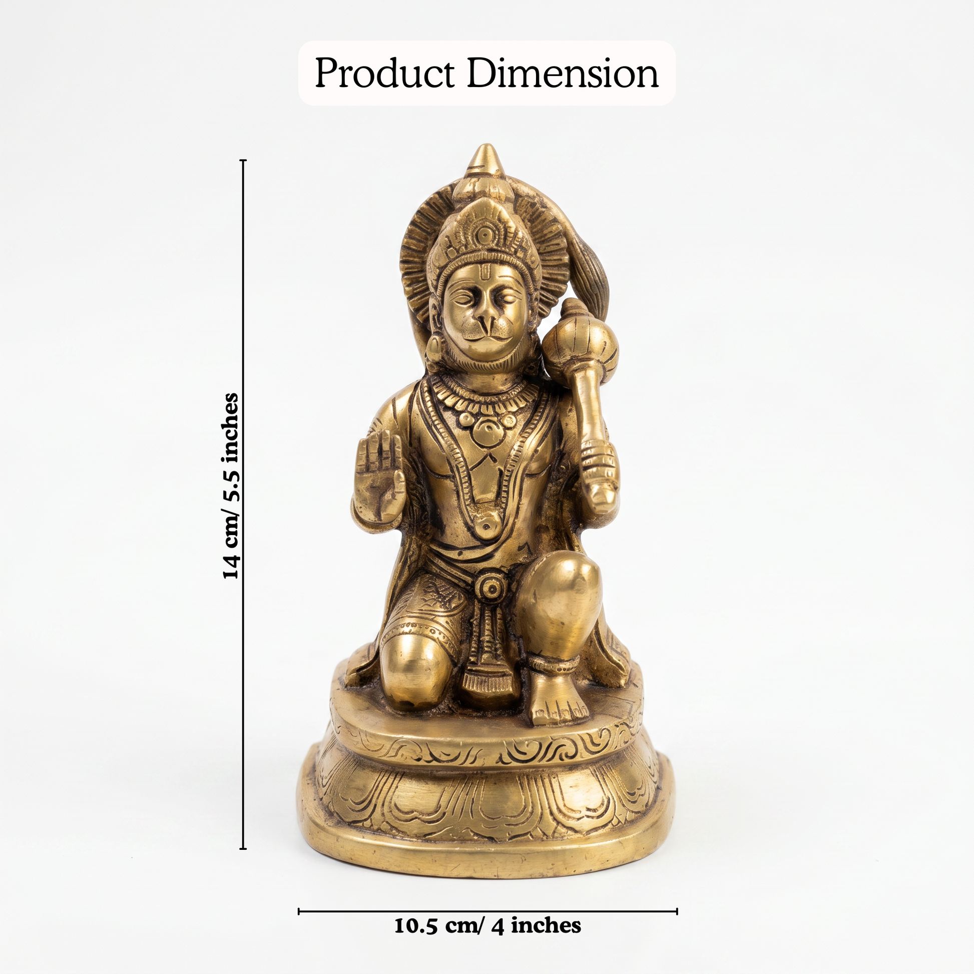 Hanuman Ji brass murti dimensions 14cm height | Mapland