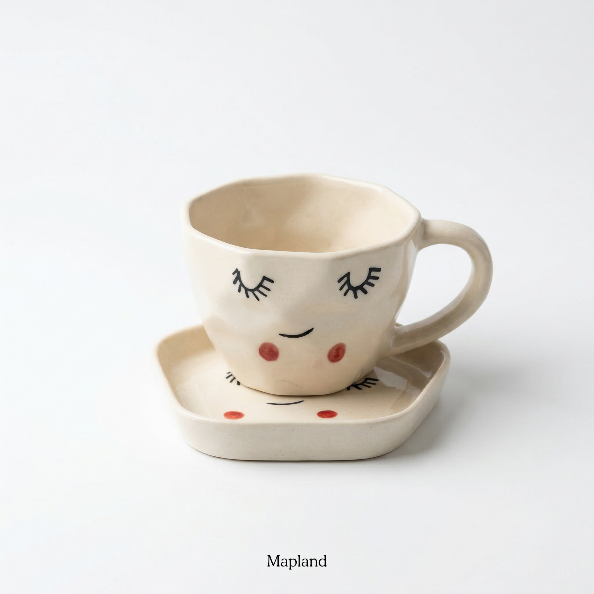 Happy Face Ceramic Cup & Saucer - Mapland