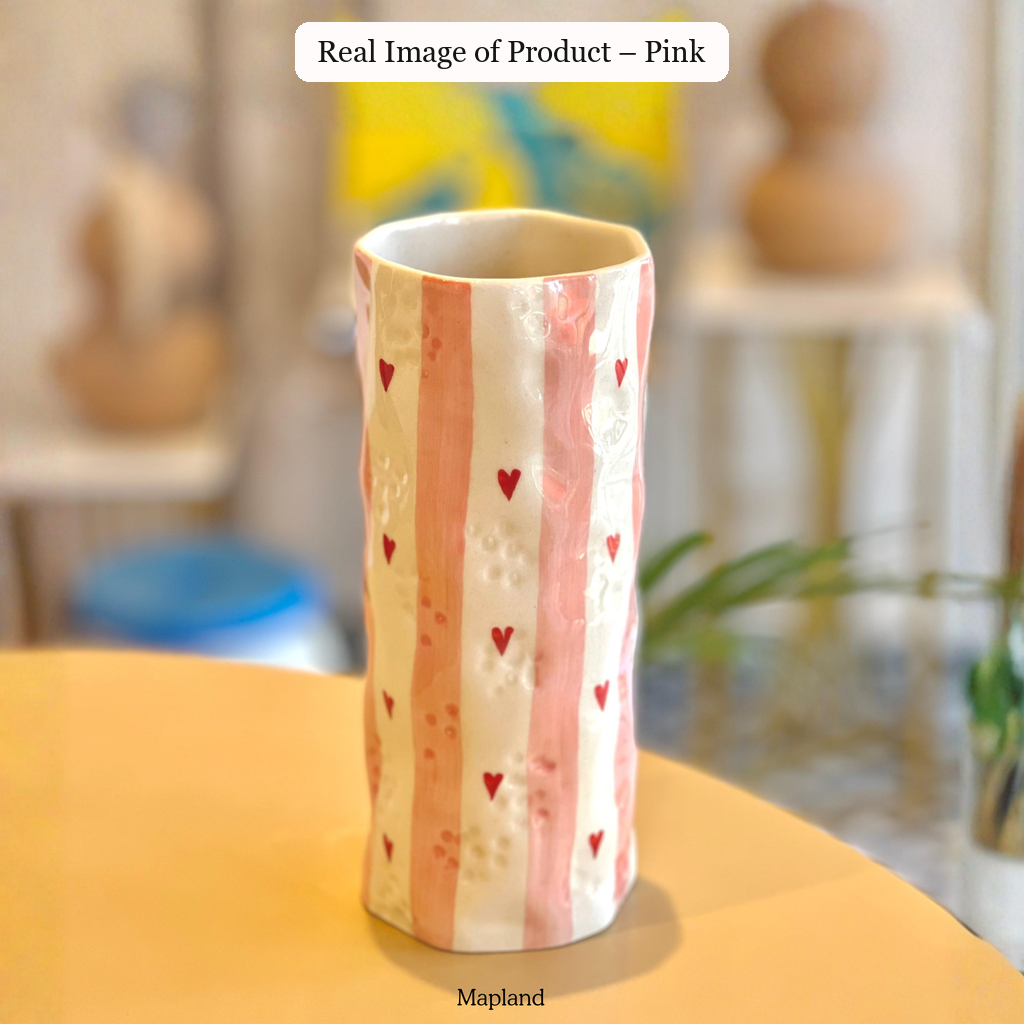 Real photo of the pink Heart Stripe Tumbler Vase