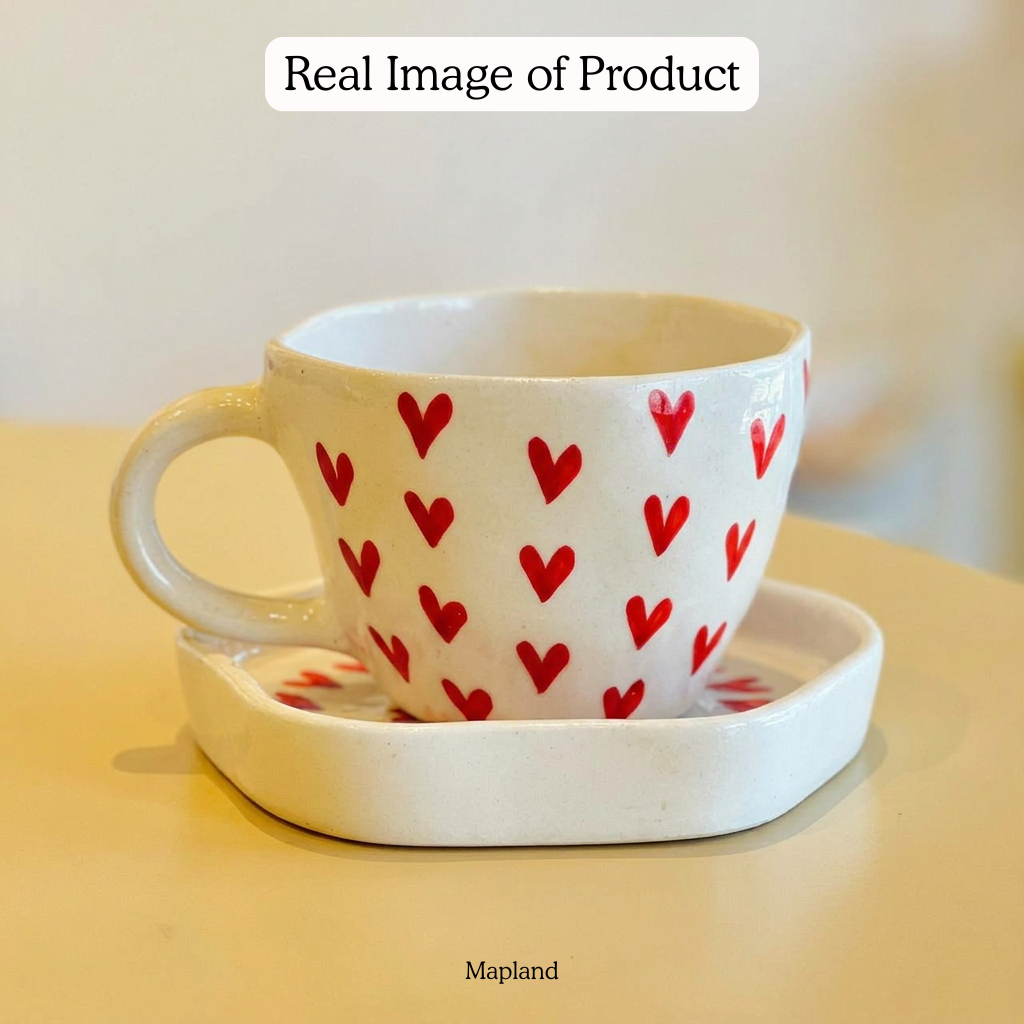 Heartwarming Cup & Saucer Set — handmade ceramic cup, view 5 | Mapland
