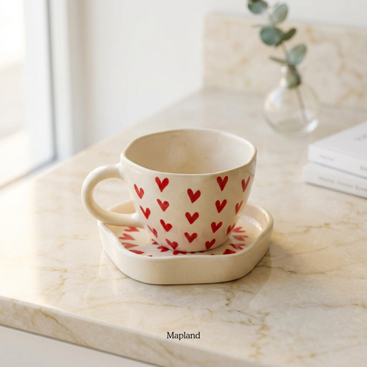 Heartwarming Cup & Saucer Set — handmade ceramic cup, view 2 | Mapland